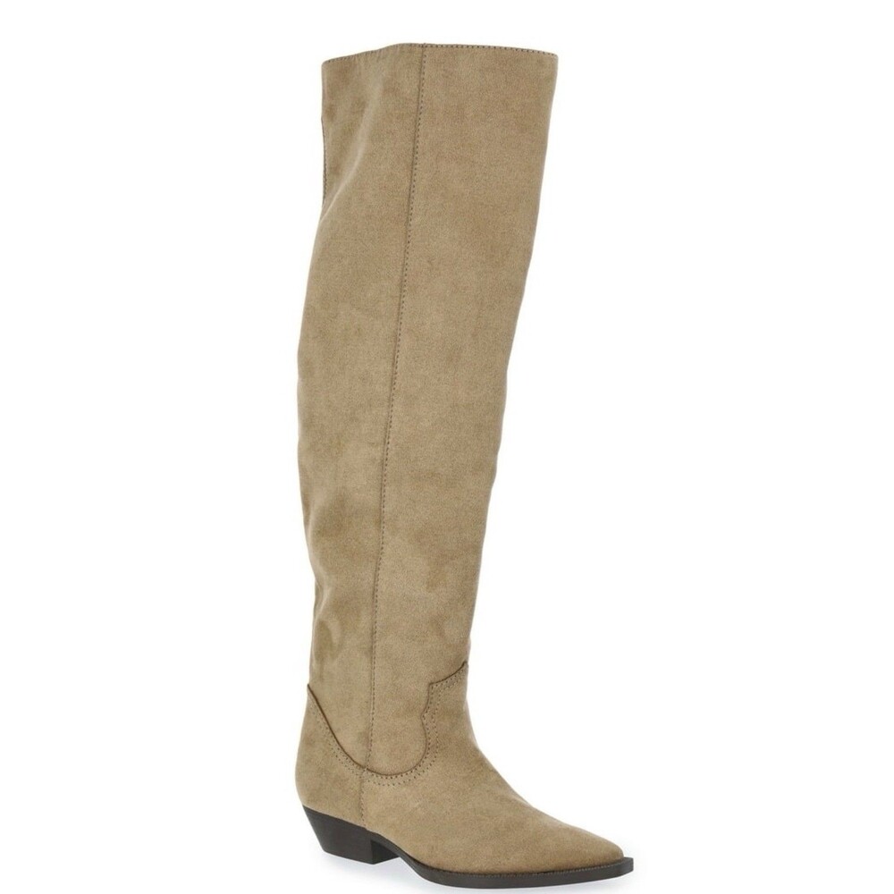 Time & Tru Women's Size 6 Faux Suede Over The Knee Boots Taupe Tan Sand New